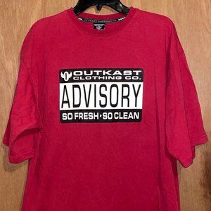 Vintage 90s y2k Rap Tee Outkast Clothing Co. Red Shirt So Fresh And So Clean XL